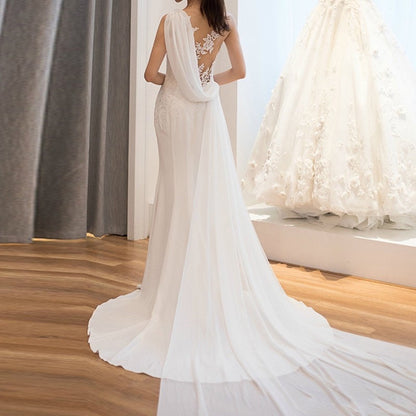 Mid-waist Dream See-through Super Fairy Light Wedding Dress