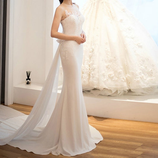 Mid-waist Dream See-through Super Fairy Light Wedding Dress