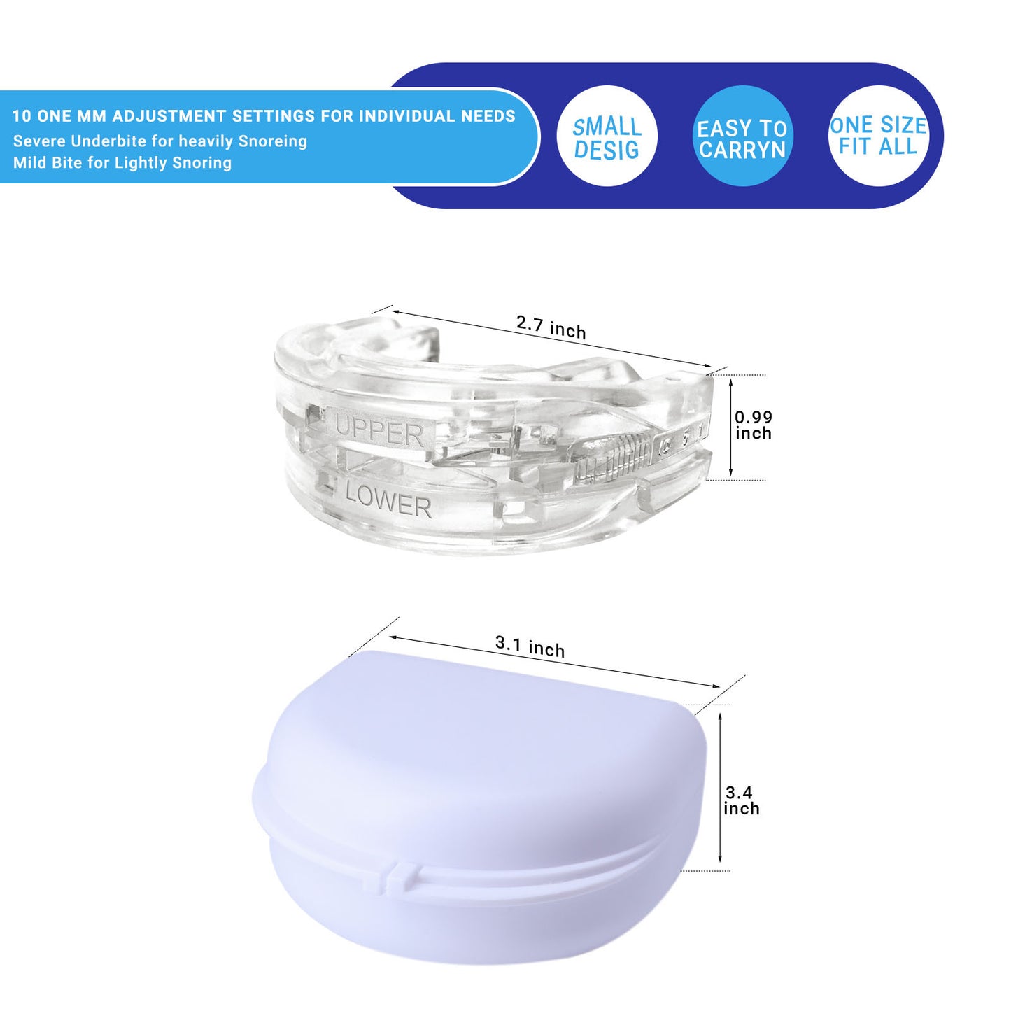 Anti-Snoring Mouthpiece, Snore Solution Plastic Adjustable Braces