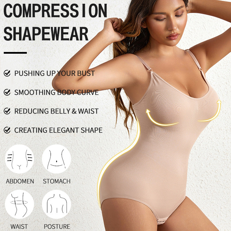 Women's Corset Body Shaping Belly And Waist Shaping Corset Chest Support Hip Lifting Triangle Jumpsuit