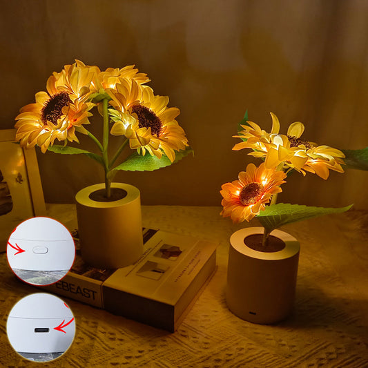 Rechargeable Sunflower Led Simulation Night Light Table Lamp Simulation Flowers Decorative Desk Lamp For Restaurant and Hotel Wedding Gift