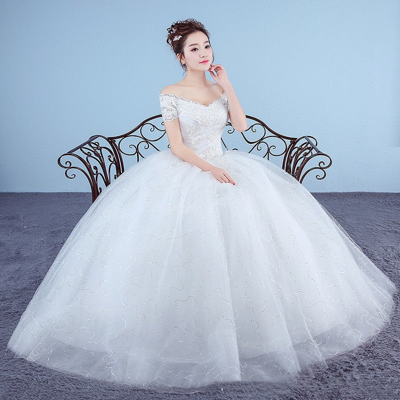 Off-shoulder Wedding Dress Korean Slim Fit